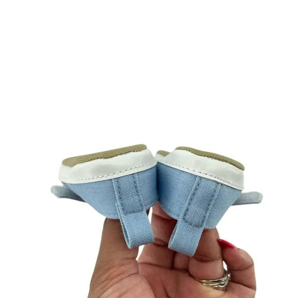 Carter’s Baby Girl Blue Bow Mary Jane Crib Shoes Soft Sole Newborn 0-3M